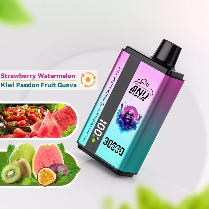 2025 Hot Selling-artikelen ANU Dubbele Smaak 30000 Trekjes Aardbei Watermeloen en Kiwi Passievrucht Guave Wegwerp Vape Europese snelle levering (1)