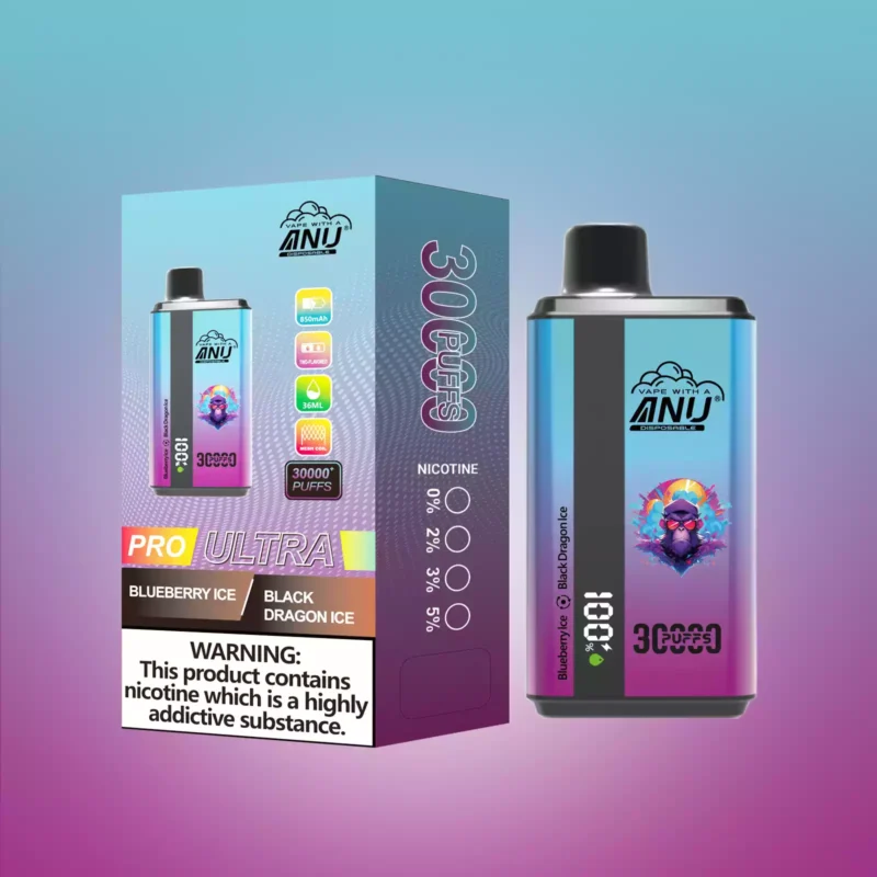 2025 Hot Selling artikelen ANU Dubbele Smaak 30000 Trekjes Bosbes IJs Zwarte Draak IJs Wegwerp Vape 36ml Capaciteit Mesh Coil Snelle levering vanuit Europees mag 1