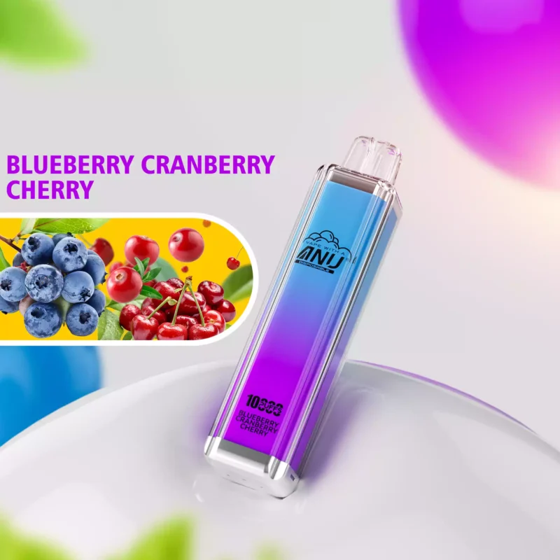 Best Verkochte ANU Crystal 10000 Trekjes Wegwerp E-sigaret Bosbes Cranberry Kers Smaak 650mAh Batterij Type C Oplaadbaar Fabrieksverkoop (1)