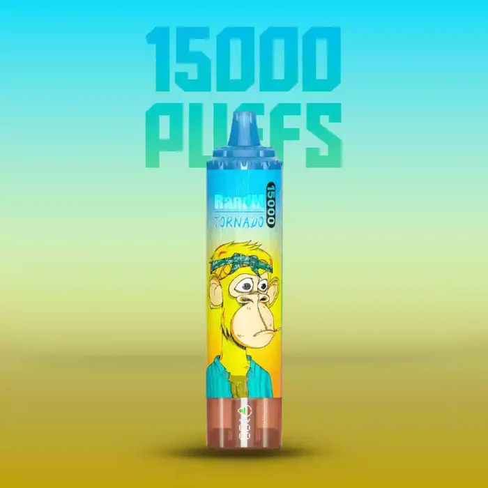 Best verkopende RandM Tornado 15000 Trekjes Perzik Mango Smaak Wegwerp E sigaret met 0 2 3 5 Nicotine Gehalten RGB ontwerp 25 ml E vloeistof 850 mAh Oplaadbaar Retail 2