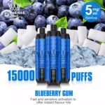 Beste prijs ALFAKHAR 15000 Trekjes F18S Bosbes Kauwgom Smaak Wegwerp E-sigaret met 5% Nicotine en 22 ml E-vloeistof 600 mAh Batterij fabrikant retail (4)