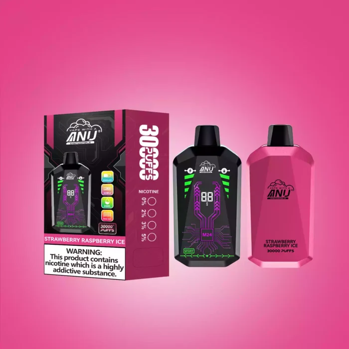 Bestverkochte ANU Ster 30000 Trekjes Aardbei Framboos IJs Wegwerp Vape 22ml 650mAh Type C Oplaadbaar Fabrieksverkoop 2