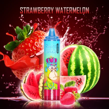 Geweldige Keuze RandM Tornado 15000 Trekjes Aardbei Watermeloen Smaak Wegwerp E-sigaret met 850 mAh Batterij en RGB-ontwerp Hot Sale Retail (1)
