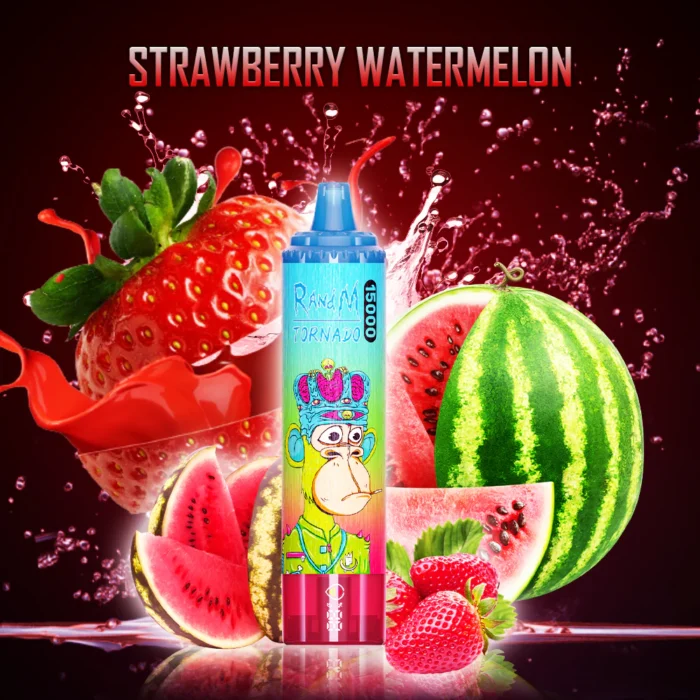 Geweldige Keuze RandM Tornado 15000 Trekjes Aardbei Watermeloen Smaak Wegwerp E-sigaret met 850 mAh Batterij en RGB-ontwerp Hot Sale Retail (1)