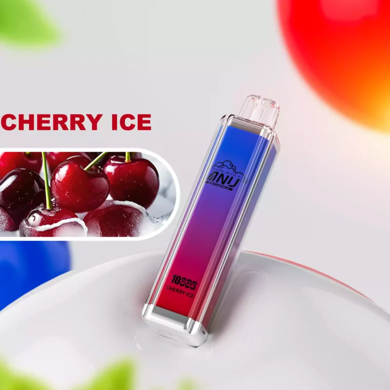 Hoge kwaliteit ANU Crystal 1000 Trekjes Kers IJs Smaak Warmste Verkoop Wegwerp E-sigaret met Nicotine Gehalten van 0% 2% 3% 5% en 18 ml E-vloeistof en 650 mAh Oplaadbaar Retail (1)