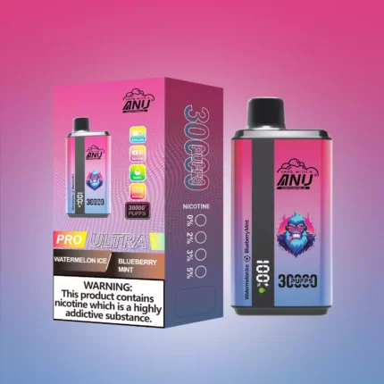 Hot selling ANU Dubbele Smaak 30000 Trekjes Wegwerp Vape met Watermeloen IJs en Bosbes Munt uit EU Magazijn 0% 2% 3% 5% nicotine (1)
