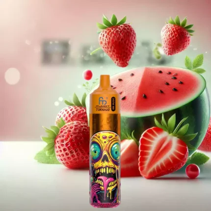 Nieuwste RandM Fumot Tornado 30000 Trekjes Aardbei Watermeloen Smaak Wegwerp E-sigaret met 0% 2% 3% 5% Nicotine en 20ml Capaciteit 1.0Ω Mesh Coil Oplaadbaar Zero Reta