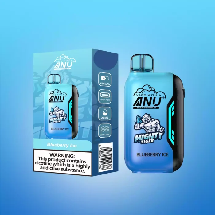 Populaire ANU Vista 30000 Trekjes Bosbes IJs Smaak Mesh Coil 1.0 Ohm Wegwerp Vape 22ml E Liquidv650mAh Type C Oplaadbaar Snelle Europese Levering Rechtstreeks van de Fabriek 1