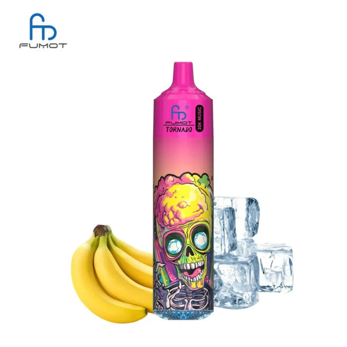 Populaire RandM Fumot Tornado 30000 Trekjes Banaan IJs Smaak Wegwerp E-sigaret met 0% 2% 3% 5% Nicotine en 20ml Capaciteit 1.0Ω Mesh Coil 660 mAh Oplaadbaar Fabrikant Retail