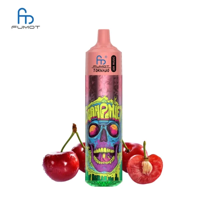 Populaire RandM Fumot Tornado 30000 Trekjes Kers IJs Smaak Wegwerp E-sigaret 20ml Capaciteit met 0% 2% 3% 5% Nicotine en 660 mAh Oplaadbaar Fabrikant Retail