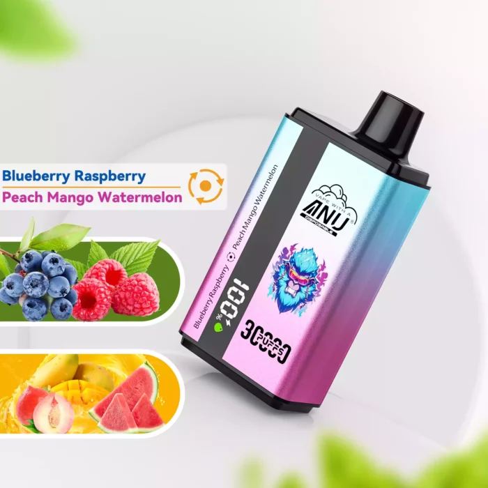 Quality ANU Dubbele Smaak 30000 Trekjes Bosbes Framboos & Perzik Mango Watermeloen Wegwerp Vape uit EU Magazijn 0% 2% 3% 5% Nicotine and 36ml Capacity (1)