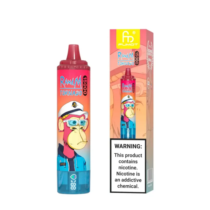 RandM Tornado 15000 Trekjes Kers Smaak Populaire Keuze Wegwerp E sigaret met Nicotine Gehalten van 0 2 3 5 en 25 ml E vloeistof RGB ontwerp 850 mAh Oplaadbaar Retail 3