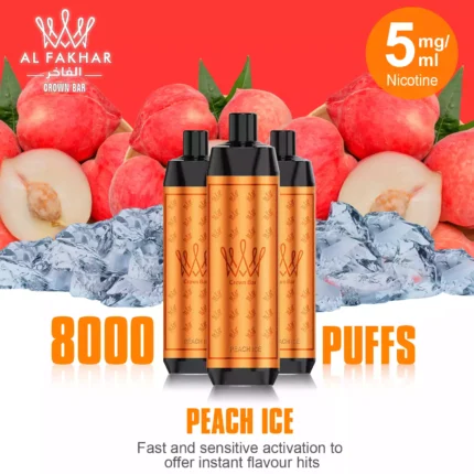 Smaakvolle keuze ALFAKHAR 8K Trekjes F18 Perzik IJs Smaak Wegwerp E-sigaret 18 ml E-vloeistof 0.5% Nicotine 600 mAh–Bestseller fabrikant retail (1)