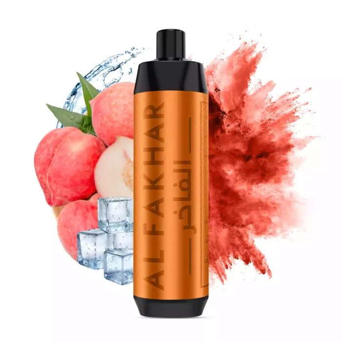 Smaakvolle keuze ALFAKHAR 8K Trekjes F18 Perzik IJs Smaak Wegwerp E sigaret 18 ml E vloeistof 0.5 Nicotine 600 mAh–Bestseller fabrikant retail 2