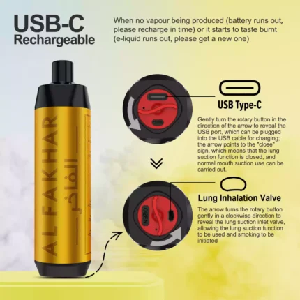 Topkeuze ALFAKHAR 15000 Trekjes F18S Mango Smaak Wegwerp E-sigaret met 0.5% Nicotine 22 ml E-vloeistof en 600 mAh Batterij Hot sale fabrikant retail (1)