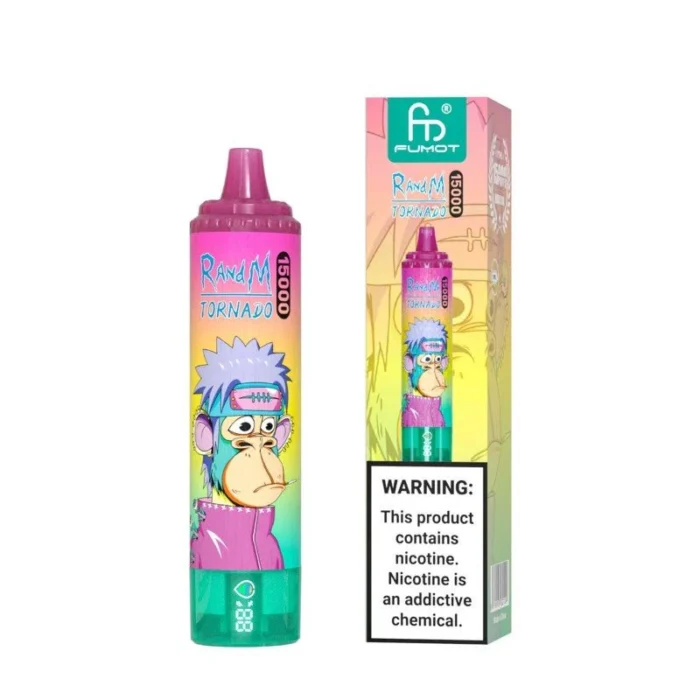 Trendy RandM Tornado 15000 Trekjes Aardbei IJs Smaak Wegwerp E sigaret met Nicotine Gehalten van 0 2 3 5 en 25 ml E vloeistof RGB ontwerp 850 mAh Oplaadbaar Retail 1