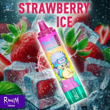 Trendy RandM Tornado 15000 Trekjes Aardbei IJs Smaak Wegwerp E-sigaret met Nicotine Gehalten van 0% 2% 3% 5% en 25 ml E-vloeistof RGB-ontwerp 850 mAh Oplaadbaar Retail (4)