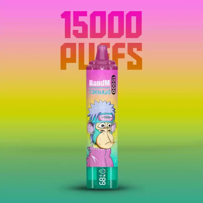 Trendy RandM Tornado 15000 Trekjes Aardbei IJs Smaak Wegwerp E sigaret met Nicotine Gehalten van 0 2 3 5 en 25 ml E vloeistof RGB ontwerp 850 mAh Oplaadbaar Retail 5