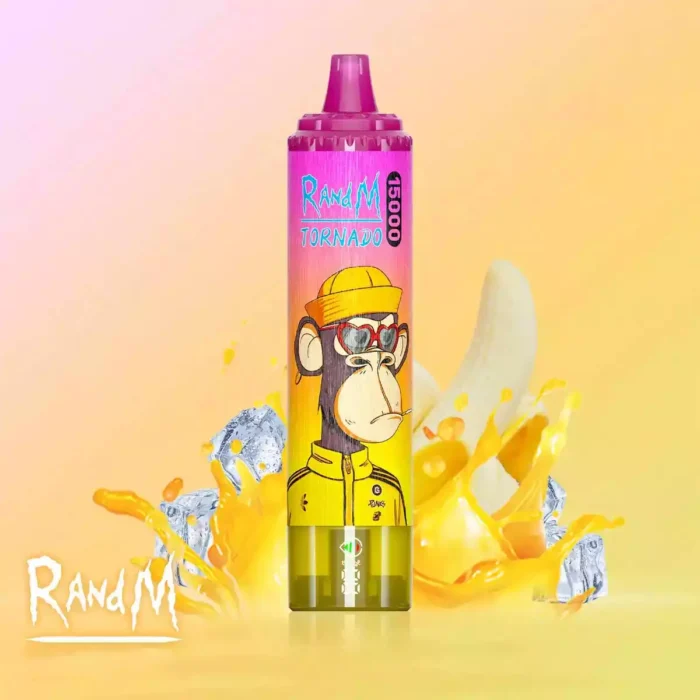Zeer gewild RandM Tornado 15000 Trekjes Banaan IJs Smaak Wegwerp E sigaret met Nicotine Gehalten van 0 2 3 5 en 25 ml E vloeistof RGB ontwerp 850 mAh Oplaadbaar Fabrikant Retai 4