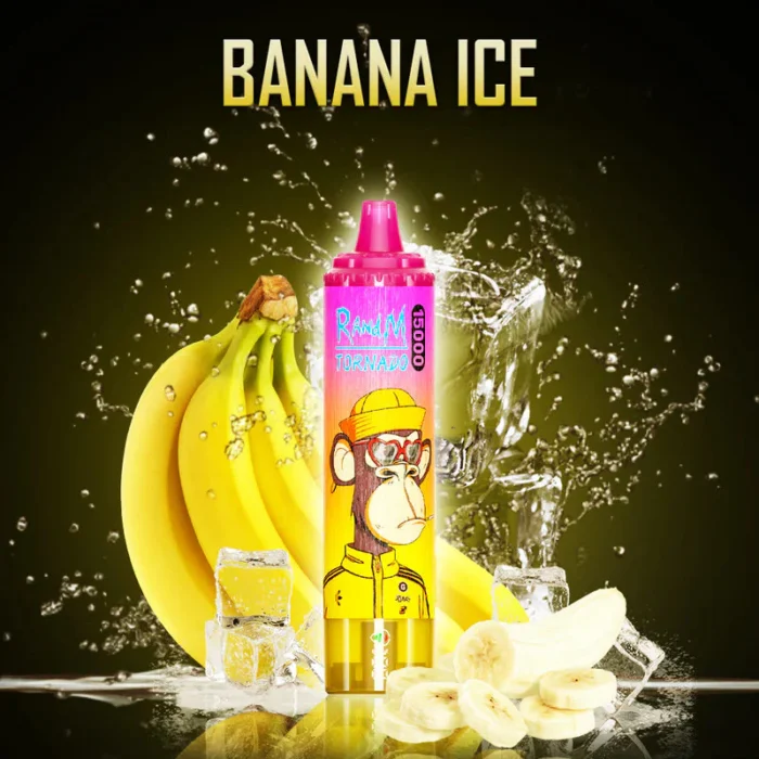 Zeer gewild RandM Tornado 15000 Trekjes Banaan IJs Smaak Wegwerp E-sigaret met Nicotine Gehalten van 0% 2% 3% 5% en 25 ml E-vloeistof RGB-ontwerp 850 mAh Oplaadbaar Fabrikant Retai