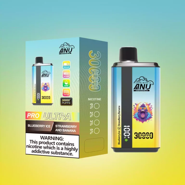 verkopen als warme broodjes ANU Dubbele Smaak 30000 Trekjes Bosbes Bosbes IJs Aardbei en Banaan Wegwerp Vape uit EU Magazijn 0 2 3 5 Nicotine 1