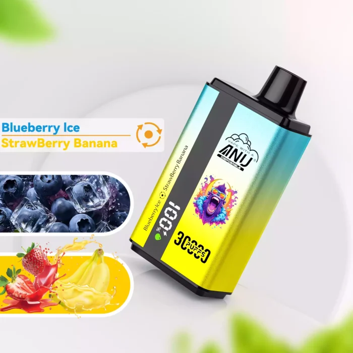 verkopen als warme broodjes ANU Dubbele Smaak 30000 Trekjes Bosbes Bosbes IJs & Aardbei en Banaan Wegwerp Vape uit EU Magazijn 0% 2% 3% 5% Nicotine (2)